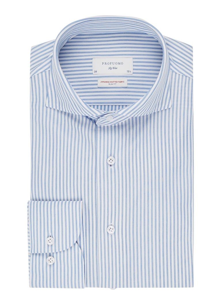 Profuomo Japanese Knitted Slim Fit Overhemd met Streepprint