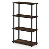 Furinno Turn-N-Tube 4-Tier Multifunctioneel Plank Display Rack met Ronde Buizen, Columbia Walnoot/Zwart