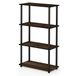 Furinno Turn-N-Tube 4-Tier Multifunctioneel Plank Display Rack met Ronde Buizen, Columbia Walnoot/Zwart