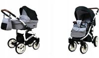 BabyLux® Kinderwagen 2in1 – OPTIMAL - SILVER BLACK WHITE FRAME