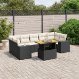 Maison Exclusive - Ensemble de meubles de jardin 8 pièces avec canapé et coussins, noir, en polyrotin