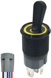 ProRide Interrupteur à bascule en métal 12-24V OFF-ON avec câble de connexion - Encastrement - 16mm - Indicateur LED Jaune