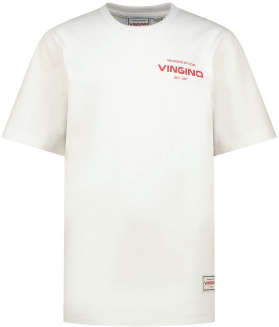 Vingino Basic-logo Jongens T-shirt Korte mouw Katoen Real White Maat 176