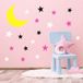 Kit Sticker Mural 18 Étoiles Lune - 187x267 Cm - Noir