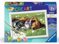 Ravensburger CreArt Kids 13 x 18 cm Duo kat en hond schilderen op nummer set vanaf 7 jaar 25966