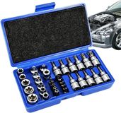 Merkloos / Sans marque Dopsleutel Set E-Type Steeksleutel Auto Onderhoud 34-Delige Set Compacte Doos Zilverkleurig
