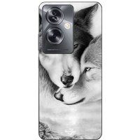 Maniacase Etui Oppo A79 5G De wolf en de zij-wolf dier zwart wit