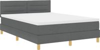vidaXL LED Boxspringbed met Hoofdeinde Donkergrijs 140 x 200 cm Stof