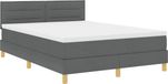 vidaXL LED Boxspringbed met Hoofdeinde Donkergrijs 140 x 200 cm Stof