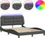 vidaXL Cadre de lit avec LED - 120x200 cm - Tissu - Gris foncé