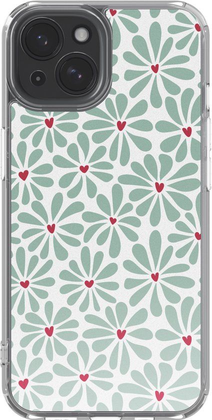imoshion Hoesje - Geschikt voor Apple iPhone 15 - Design hoesje - Bloom Love Sage Green
