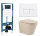 QeramiQ Dely Toiletset - Toilet suspendu - Réservoir encastré - Sans bride - Cuvette à la française - Évacuation PK - Double chasse - Couvercle inclus : Non - Abattant amorti - Siège clipsable - Céramique - Profondeur standard de la cuvette