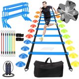 Agility Trainingsset - Speed Ladder, Loopparachute, 8 Weerstandsbanden, 20 Kegels, Opbergtas