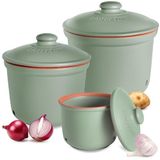 Romertopf Aardappelpot uienpot knoflookpot set van 3, groen