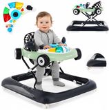 Sun Baby Loopstoel, baby walker vanaf 6 maanden, verstelbare hoogte, rubberen wielen - Salie-Zwart