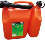 EDA - Benzine jerrycan met twee compartimenten – 6 l voor benzine + 2,5 l voor olie – met vaste schenktuit – goedgekeurd voor brandstof – 31,8 x 16,7 x 31,4 cm – Oranje