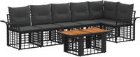 vidaXL Tuinbank Set 7-delig Zwart en Donkergrijs Polyrattan
