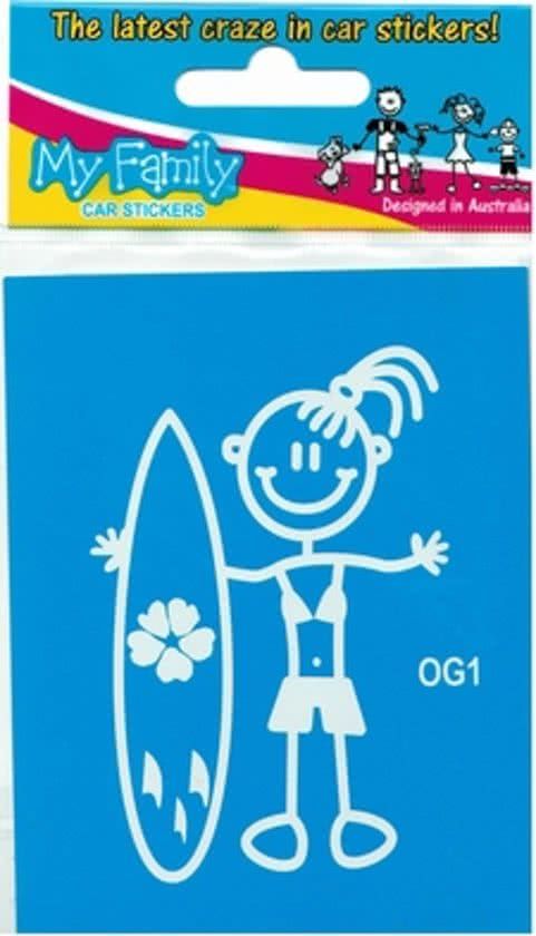 The Sticker Family Meisje surfplank autosticker