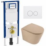 Geberit QeramiQ Dely Toiletset - 36.3x51.7cm - Geberit UP720 inbouwreservoir - rimless - diepspoel - zitting - softclose - bedieningsplaat mat wit - ronde knoppen - mat beige