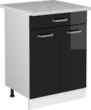 Vicco R-Line Keukenonderkast – 60 cm met lade met marmeren werkblad Zwart hoogglans