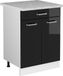 Vicco R-Line Meuble bas de cuisine – 60 cm avec tiroir avec plan de travail marbre Noir laqué
