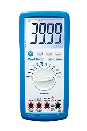 Peaktech 3340 - True RMS digitale multimeter met extra groot LCD-display, 4000 counts, handmultimeter, autorange, REL-data hold, meting, spanningsmeter, doorgangstester, meetinstrument -CAT III 600 V