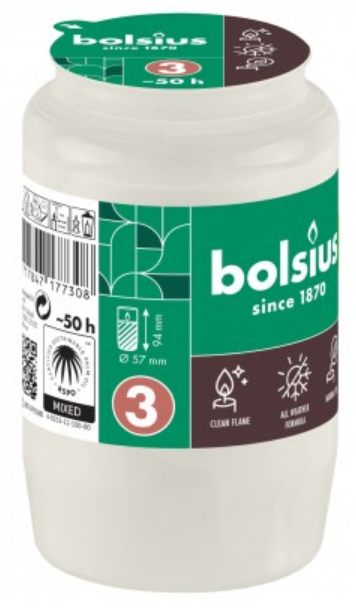 Bolsius Herdenkingslicht nr. 3 Wit