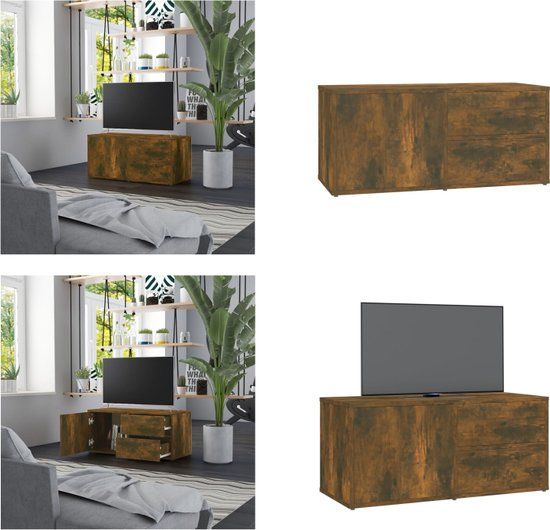 vidaXL Tv-meubel 80x34x36 cm bewerkt hout gerookt eikenkleurig