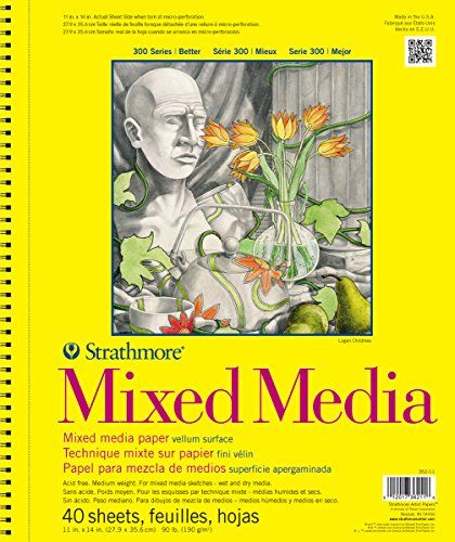 Strathmore 300-serie papierblok voor gemengde media, zijdraad gebonden, 11x14 inch, 40 vellen (190 g)