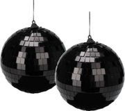 Koopman International boule de Noël boule disco - 2x - noir - 18 cm - plastique