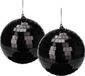 Koopman International boule de Noël boule disco - 2x - noir - 18 cm - plastique