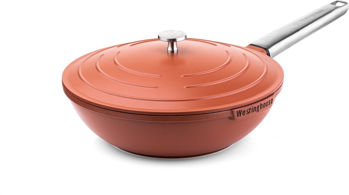 Westinghouse Performance Series - Wokpan Inductie - 28cm Wok met Deksel - Rood - PFOA Vrij