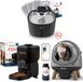 JC Pets Litière automatique autonettoyante avec fontaine à boire en inox - sans fil incluant 3 filtres et gamelle - Litière électrique intelligente XXL 65L – Tapis de sortie, neutraliseur d'odeur et capteurs de sécurité inclus - Distributeur de gamelle pour chat avec caméra - Avec application