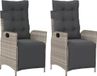 vidaXL Tuinstoelen 2 stuks verstelbaar met voetensteun polyrattan lichtgrijs