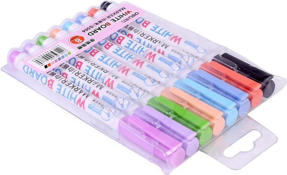 KELERINO. Whiteboard Markers - Pastelkleuren - 8 Stuks