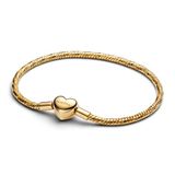 Pandora 564236C00-21 - Slangen schakel hartsluiting - Zilver - Goudkleur verguld - Armband-21 cm