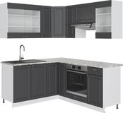 Vicco Hoekkeuken Fame-Line, Antraciet-goud/Wit, 190 x 160 cm, WB Marmer