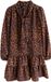 Next - Dames - Petite mini-jurk met lange mouwen en strik in de hals - Petite - Bruin