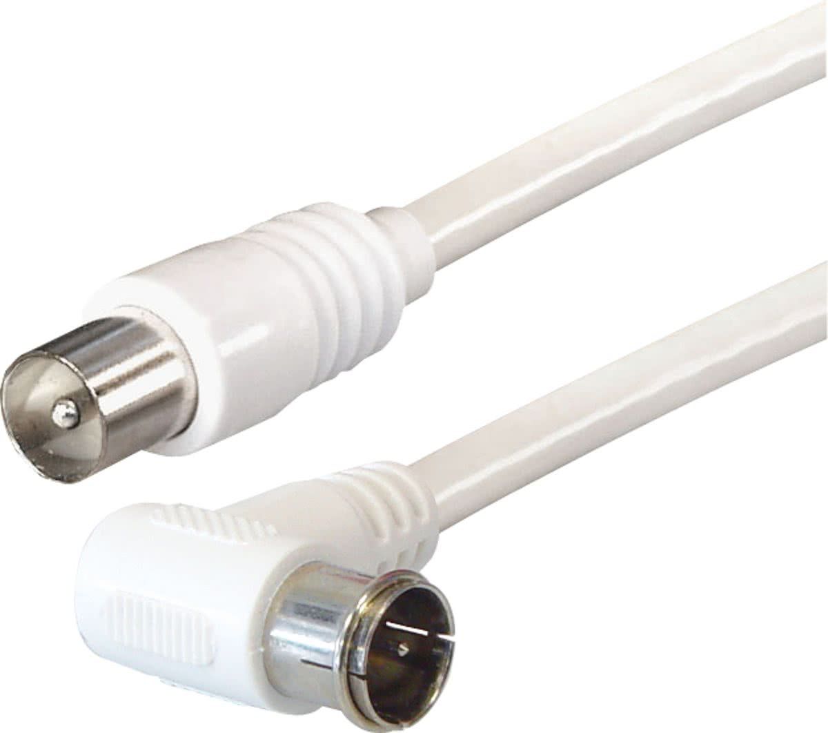 OKS F-quick (m) haaks - Coax IEC (m) kabel - wit - 2,5 meter