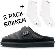 Dutch'D Luxe pantoffel + Set sokken! Sloffen Ease Mule zwart Maat 41 Echt wol!