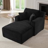 STILVORA Chaise Longue - Compact - Cord Zwart