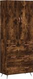 vidaXL Hoge kast 69,5x34x180 cm bewerkt hout gerookt eikenkleurig