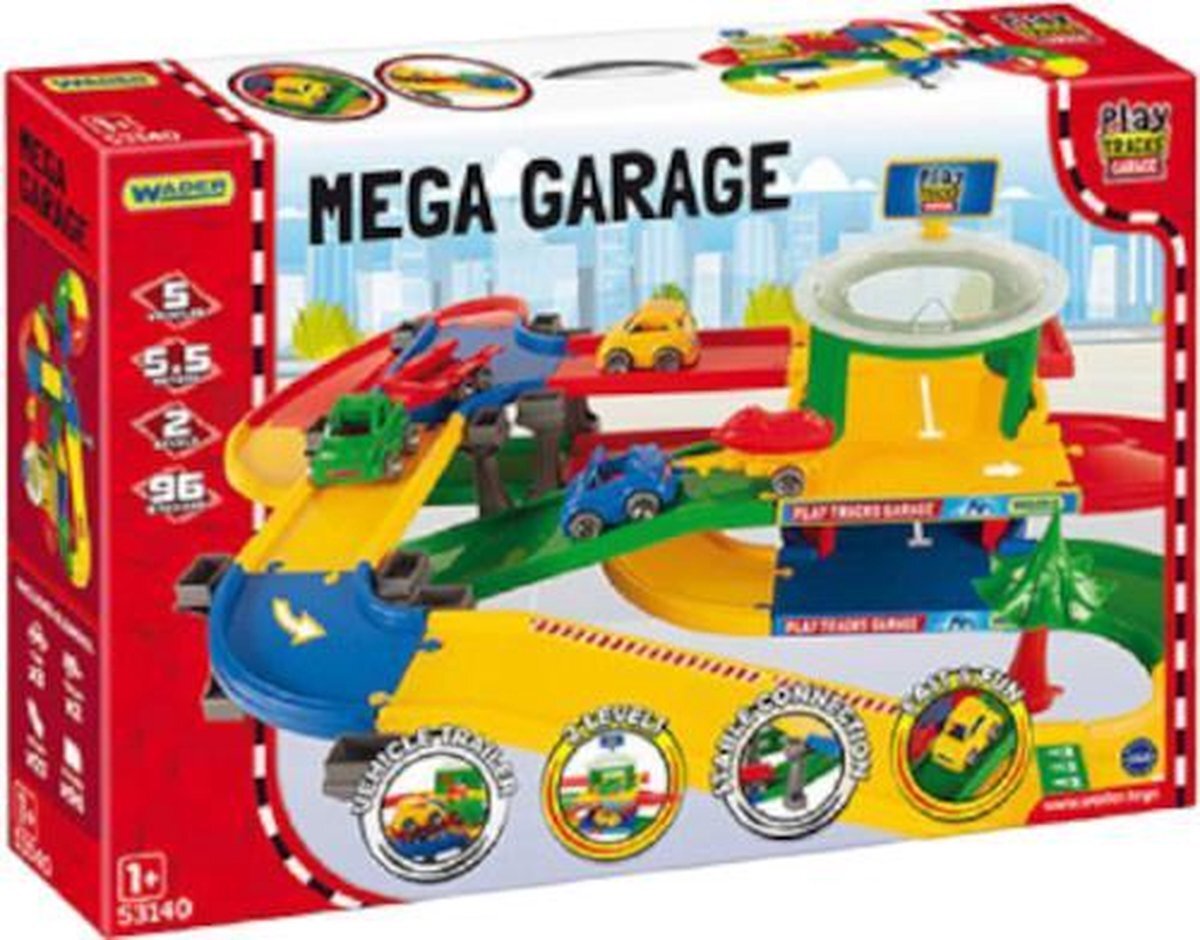 Wader Quality Toys Bouwpakket Play Tracks Garage Junior 122-delig