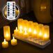 Akaro Bougies chauffe-plat rechargeables – 12 bougies chauffe-plat LED vacillantes – avec télécommande – avec station de charge – plus de 75 heures d'autonomie – sûres et durables – bougies chauffe-plat – fausses bougies
