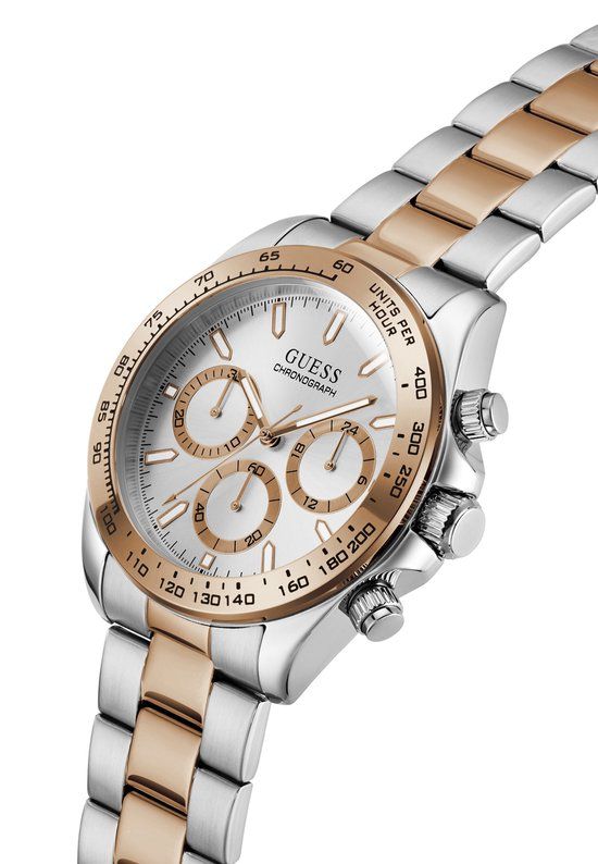 Guess Arthur Herenhorloge, roestvrij staal, Zilverkleurig/Roségoudkleurig