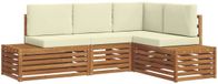 vidaXL Banc de jardin avec coussin 4 pièces naturel et crème