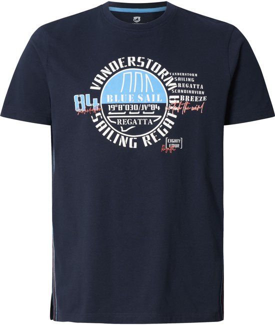 Jan Vanderstorm herren T-Shirt - 76/78 - donkerblauw - Plus Size