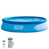 Intex Easy Opblaasbaar zwembad. Opbouwzwembad (met filter). 396cm x 84cm blauw