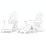 VidaXL Tuinstoelen 2 stuks Adirondack met voetensteunen HDPE Wit