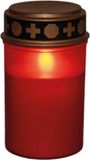 Anna's Collection Grafverlichting led op batterij met timer 12x7 cm rood